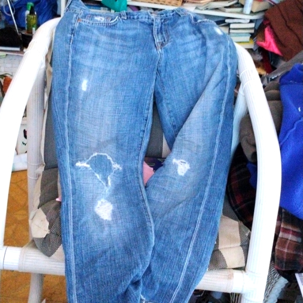 J. Crew distressed raw hem matchstick jeans